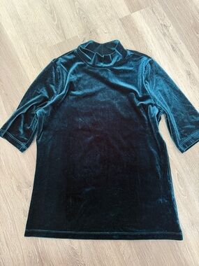 Banana Republic Velvet Mock Neck Top in Teal Small